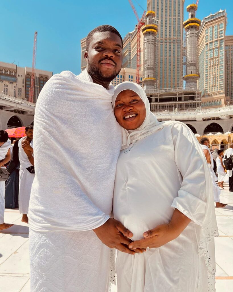 Cute Abiola welcomes first child