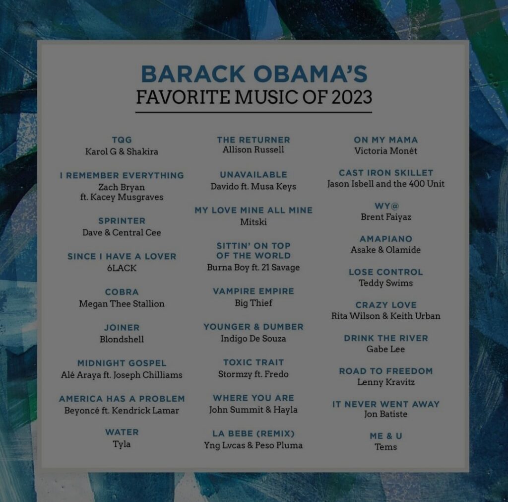 Obama’s 2023 Music List