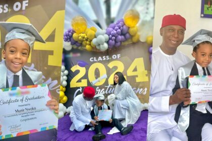 Regina Daniels celebrates her son as he graduates from Kindergarten school