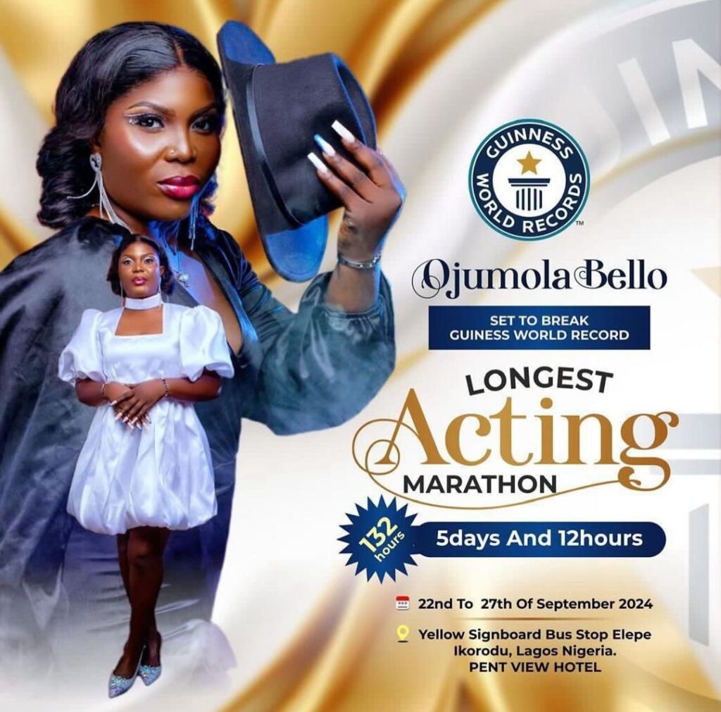 Actress Ojumola Bello sets to break Guinness world records